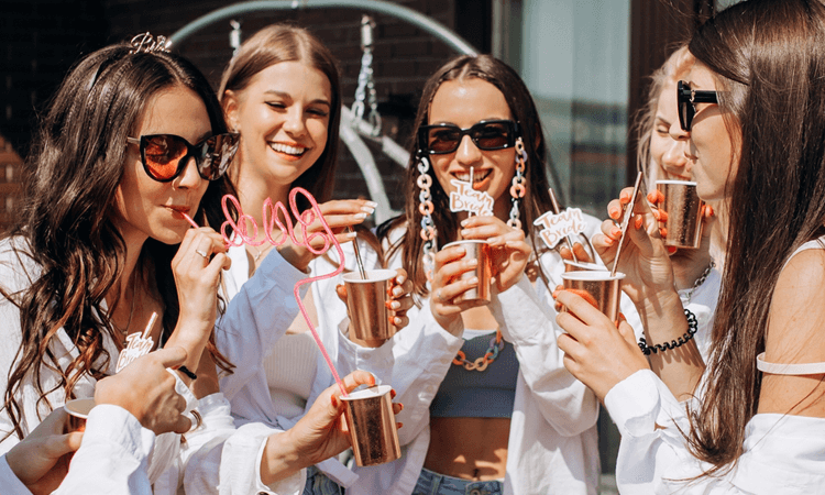 a group of girls at a bachelorette party